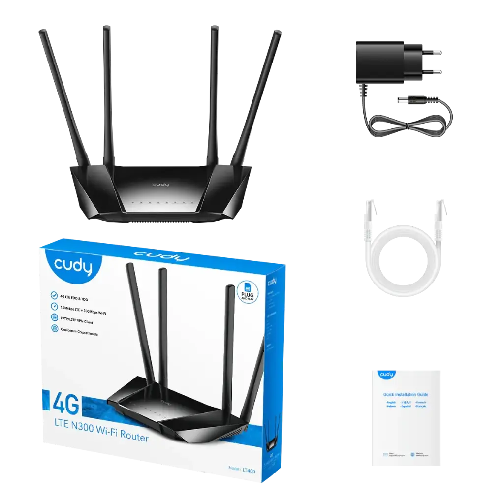 CUDY N300 WIFI ROUTER 4G LTE / LT400