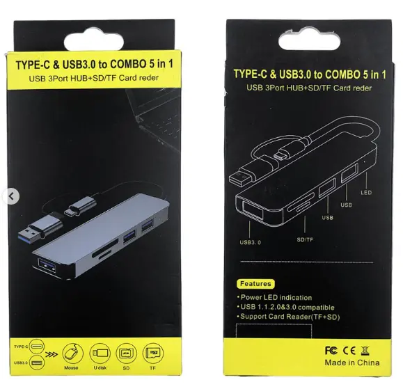 HUB TYPE-C & USB 3.0 TO COMBO 5 in 1 