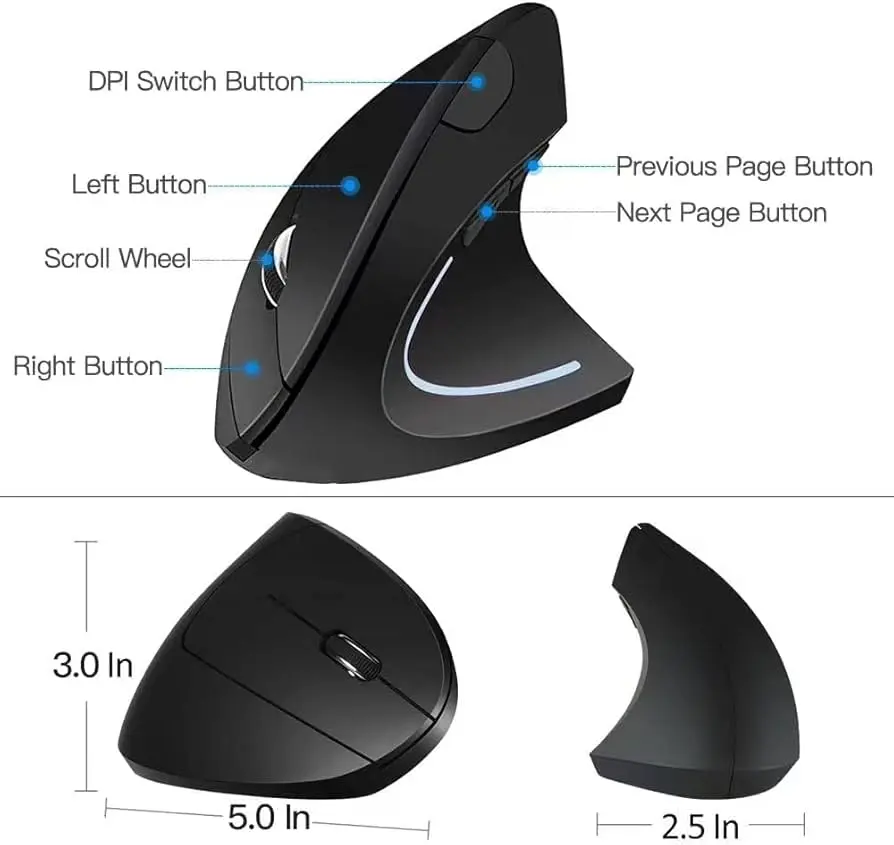 MOUSE VERTICAL ERGONOMICO RT-881