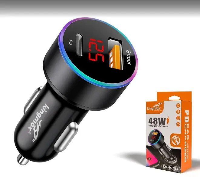 KINGMOX CARGADOR DE CARRO 48W PD30W+QC18W KM-E6724